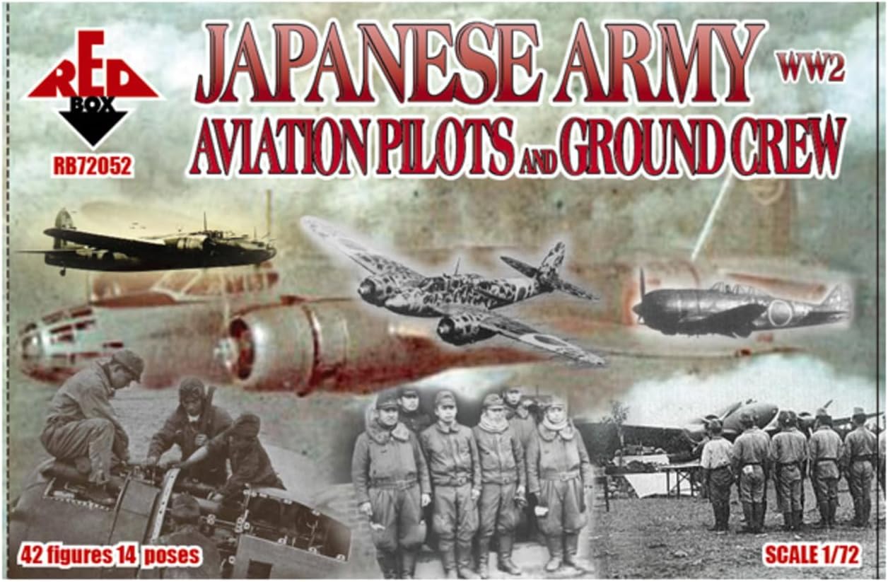Red Box Figures WWII Japanese Army Aviation Pilots and Ground Crew (42-Piece) (1/72 Scale)