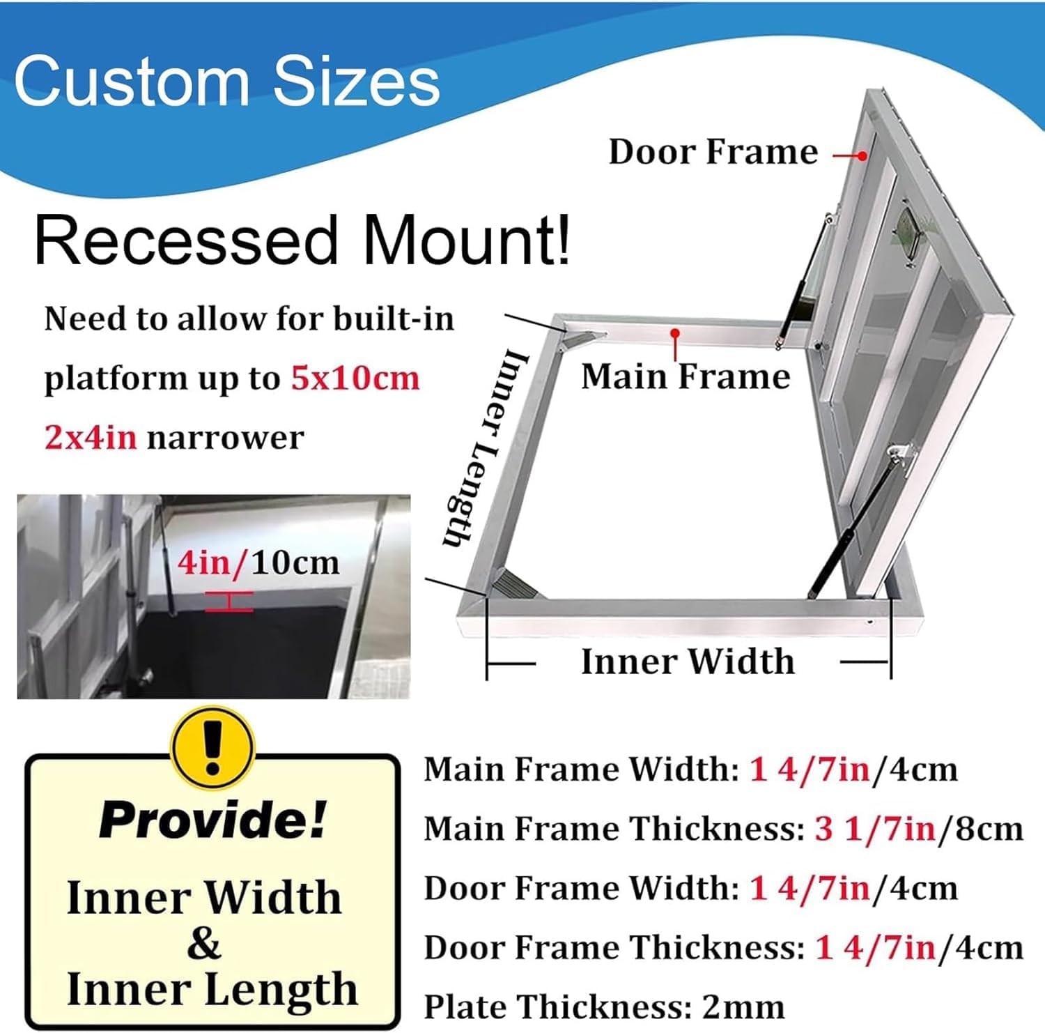 Heavy Duty Steel Seamless Hidden Floor Hatch Door, Flush Mount Basement Access Cover with Suction Cup Opener (42x30 in)