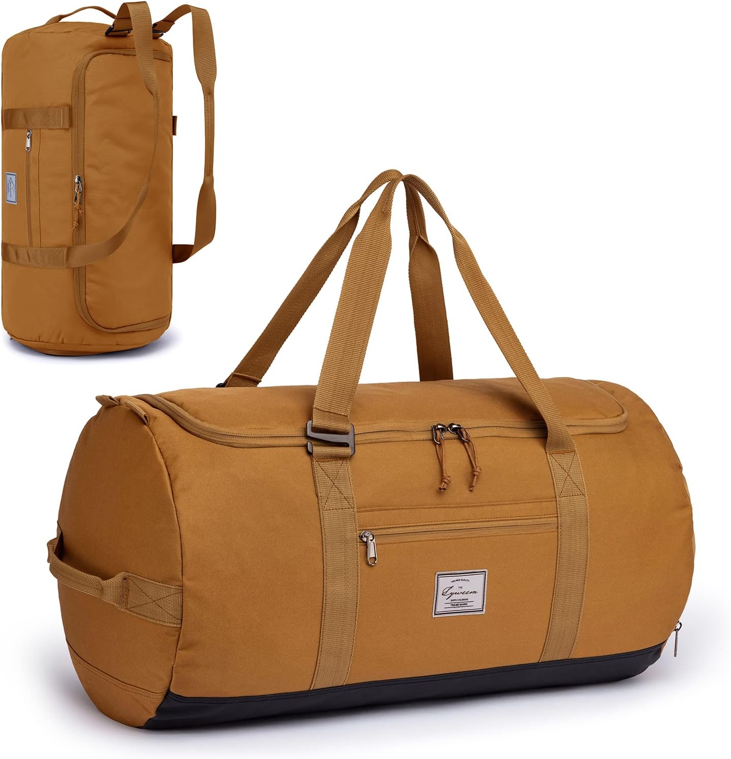 Lyweem Travel Duffel Bag for Men Duffle Bag Large Size for Women Weekender Overnight with Shoes Compartment Multifunctional Gym Bags 60L, Khaki