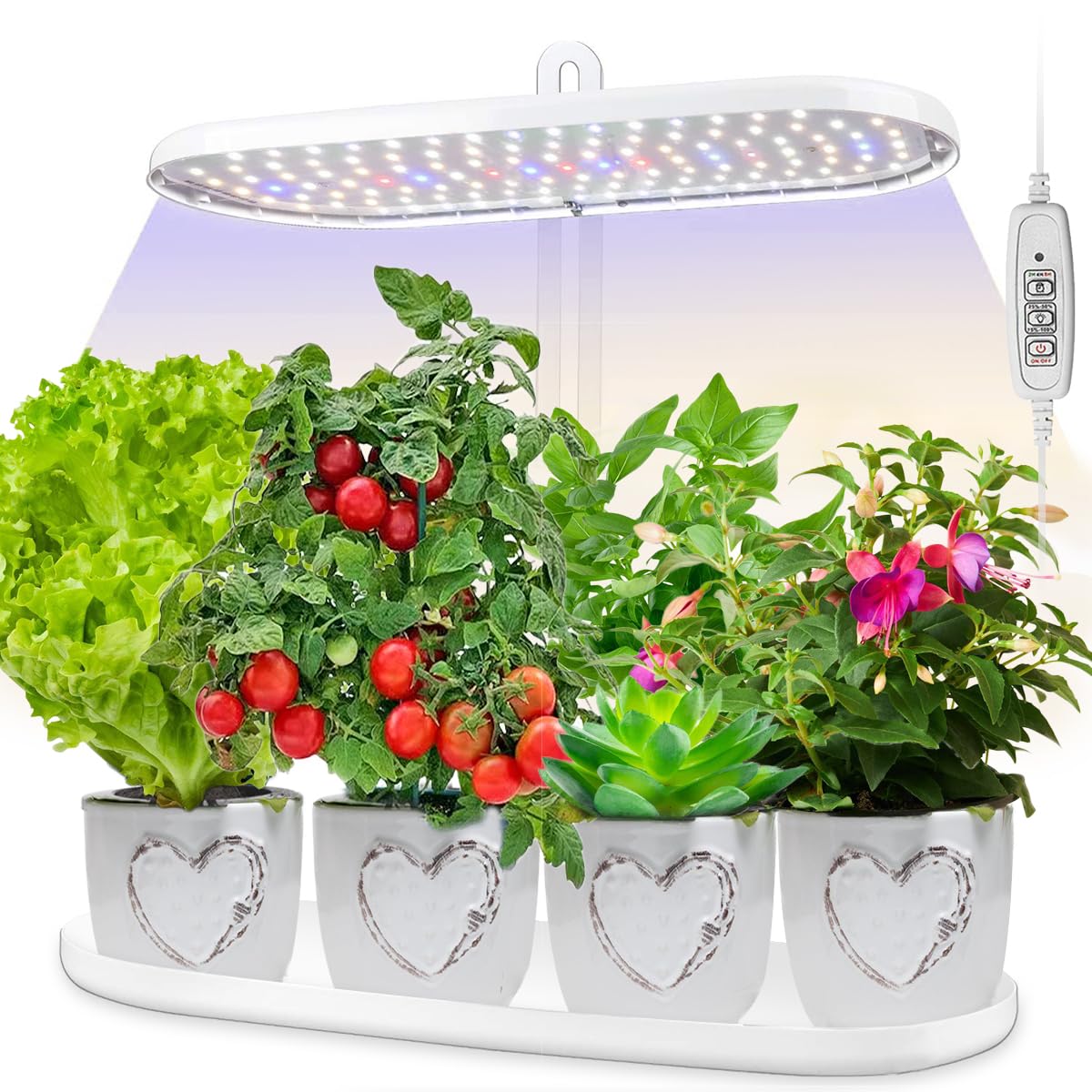 DIGLAB Indoor Garden Led Grow Light:Herb Kitchen Garden Grow Kit - House Plant Growing Lamps Growing System with Timer -4 Dimmable Modes