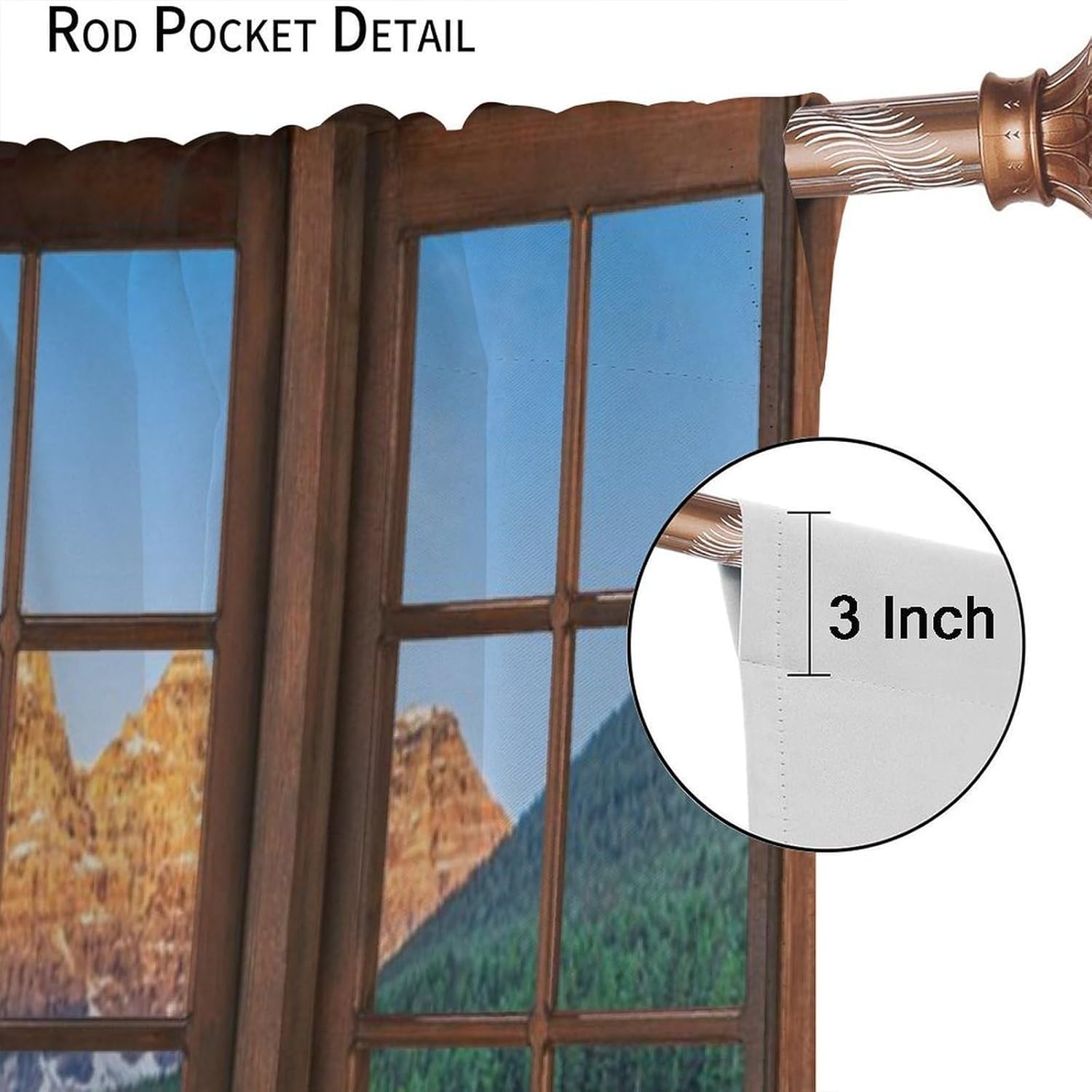 Landscape Window Curtains for Bedroom Living Room Kitchen Home Mountain Natural Lake Drapes, 42x45 Inch, 2 Panels