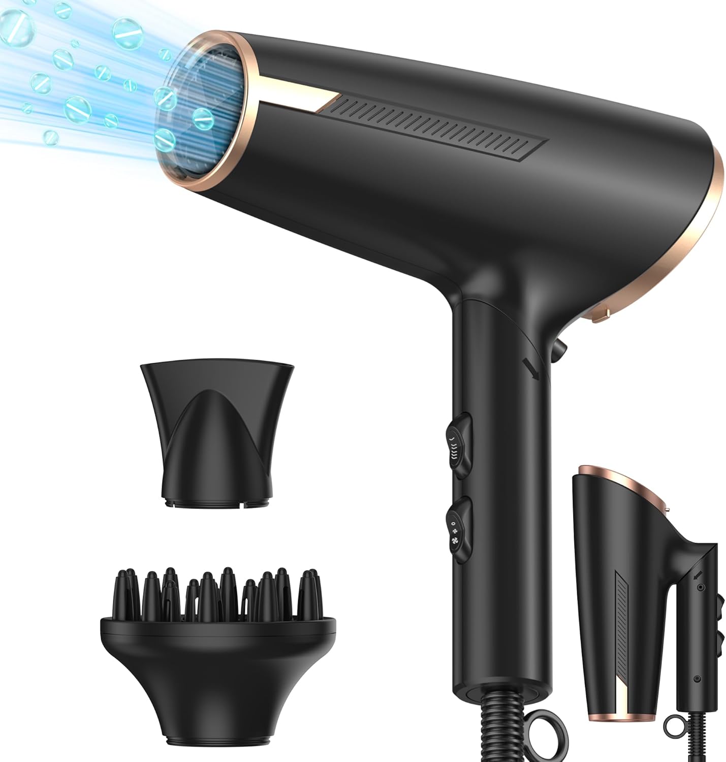 1800W Foldable Hair Dryer with Diffuser Travel Hair Dryer Quick Drying with Accessories Diffuser for Curls, Black 1800W Foldable Hair Dryer with Diffuser Travel Hair Dryer Quick Drying with Accessories Diffuser for Curls, Black