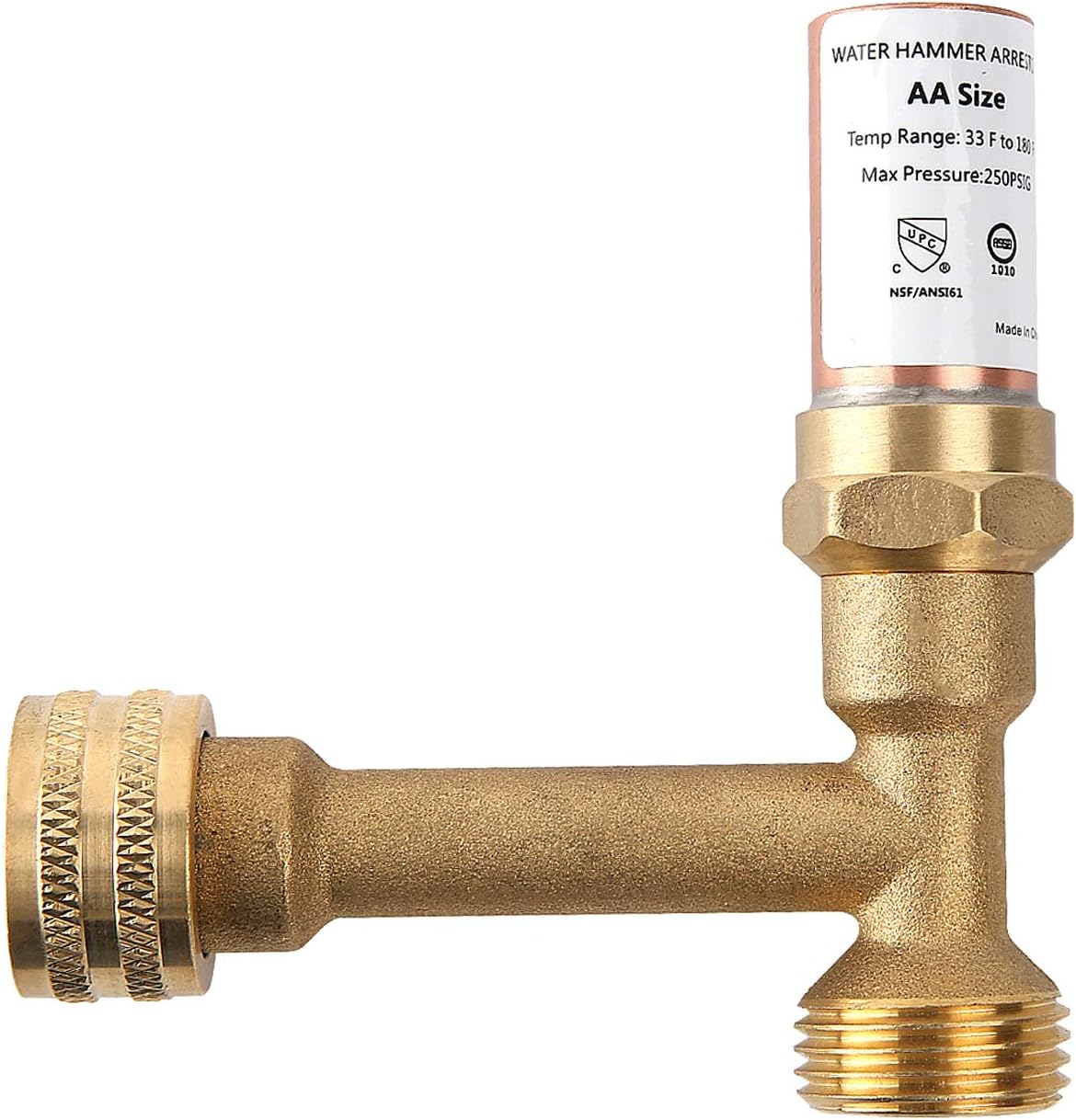 Solimeta Lead- Free Brass Water Hammer Arrestor 3/4"GHT Thread, Water Hammer Arrestor Washing Machine