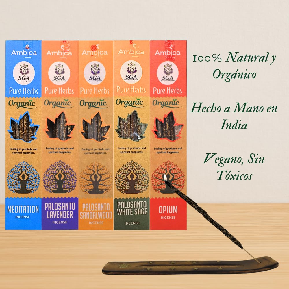 Nag Champa Palo Santo Incienso Natural Orgánico Ecológico Aromaterapia Meditación 5 Aromas