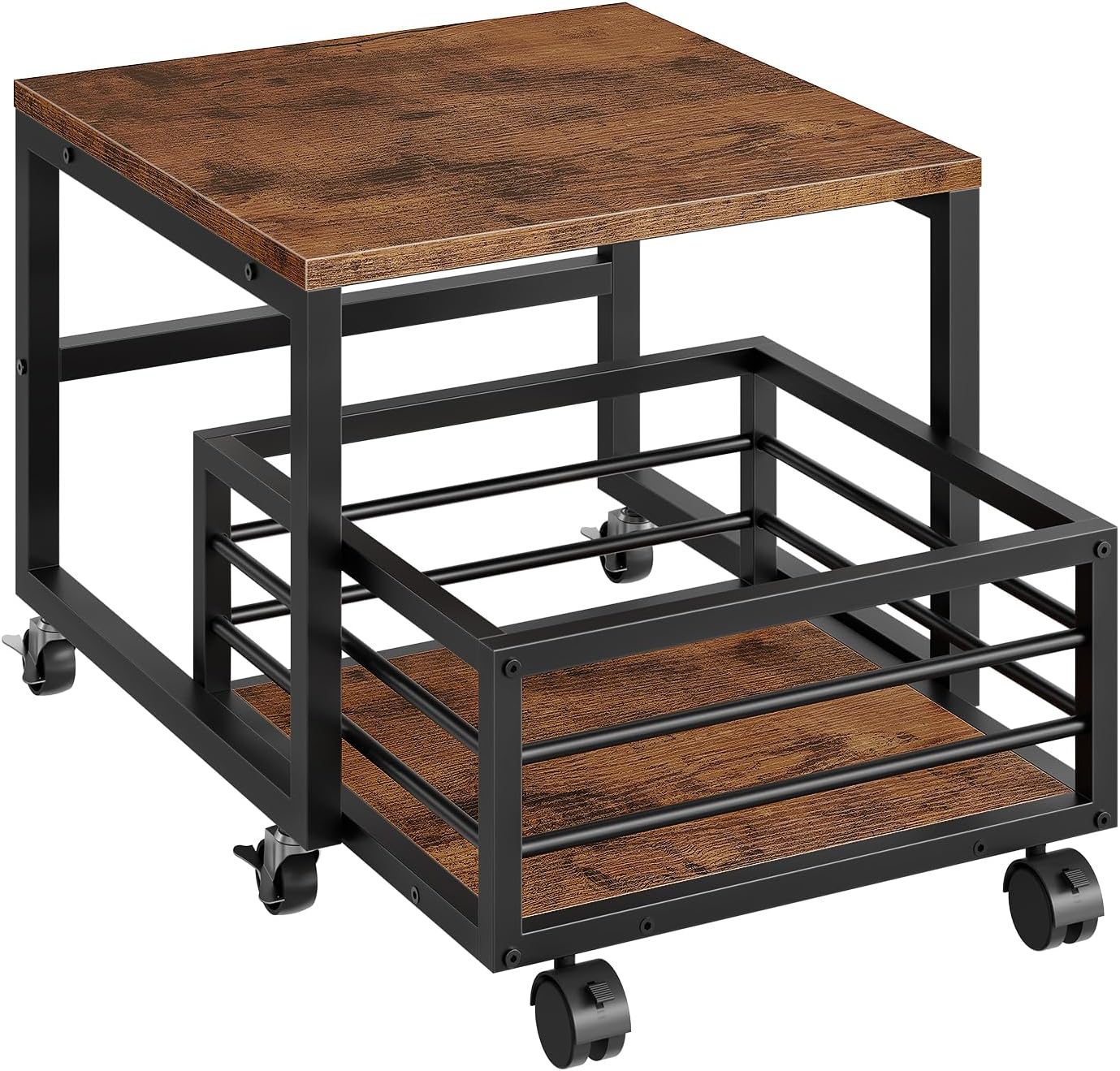 HOOBRO Mini Fridge Stand with Movable Storage Basket, Mini Fridge Cabi…