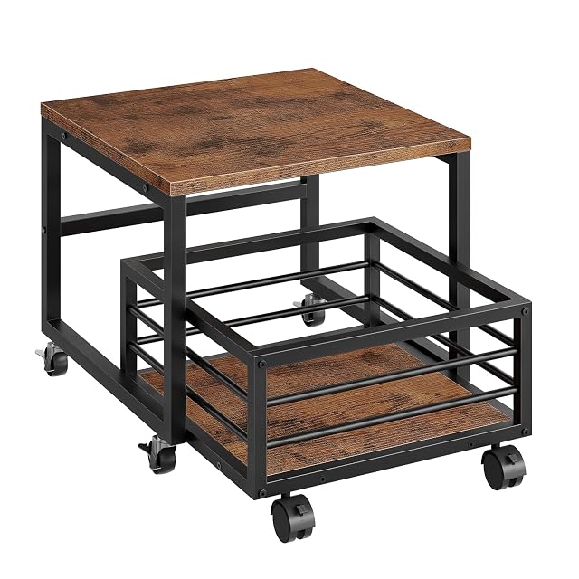 HOOBRO Mini Fridge Stand with Movable Storage Basket Mini Fridge Cabinet with Wheels and Adjustable Feet Sturdy Metal