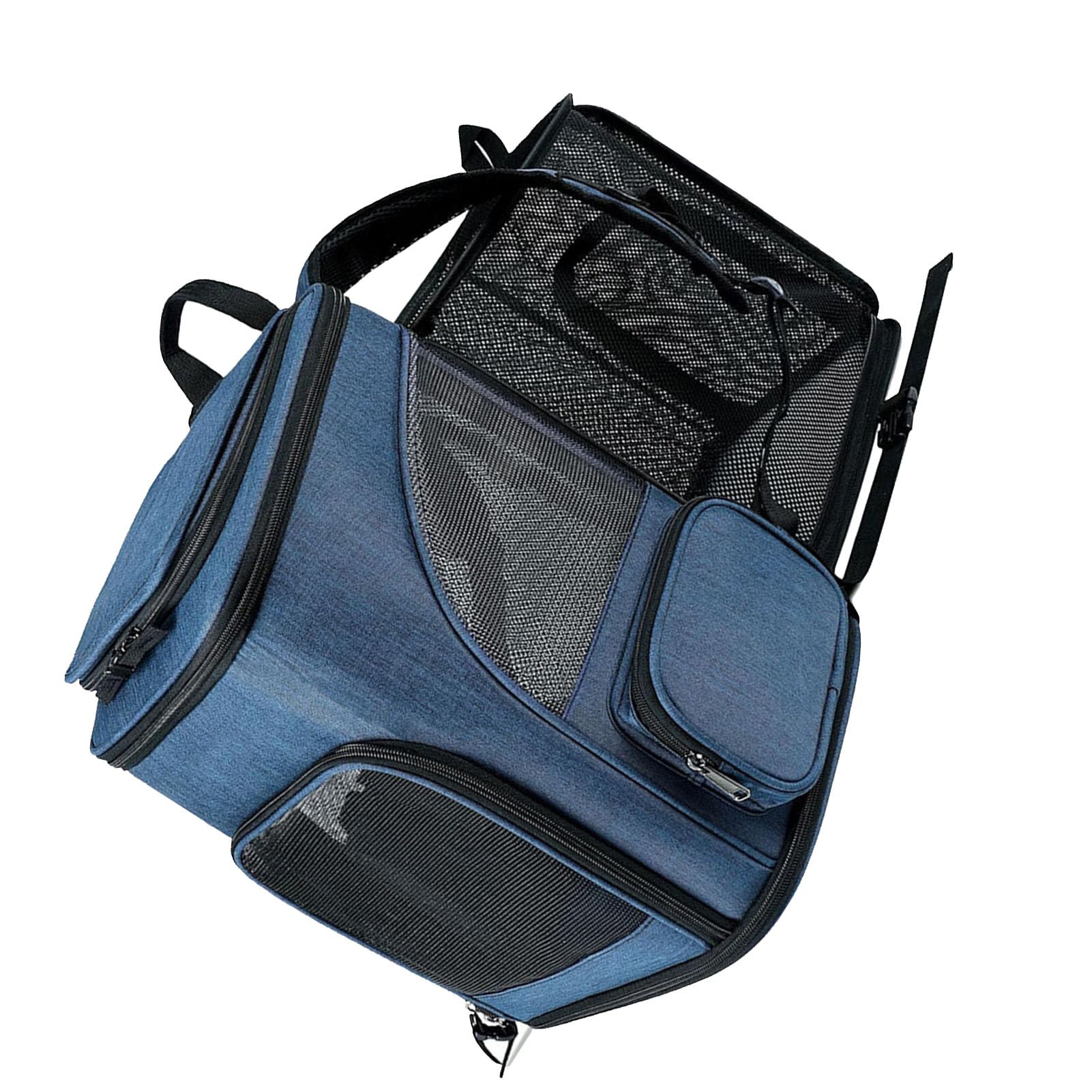 Zaino Porta Gatti Impermeabile Espandibile, Zaino per Animali Domestici con Finestre in Rete Traspirante, con Scomparti Multipli con Design Pieghevole, Ideale per Animali Domestici di (BLUE)