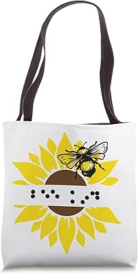 Visual Braille Bee Sunflower Kind Teacher TVI Braillist Kids Tote Bag