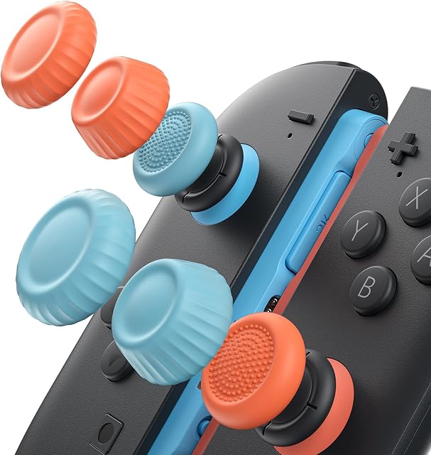 JSAUX Thumb Grips Designed for Nintendo Switch 2 (2025), Thumb Grip Caps for Switch2, Ergonomic Design, Enhanced Grip, Comfortable & Durable, Joycon Grip Button Stick Cover (Blue&Orange_3Pairs(6pcs))
