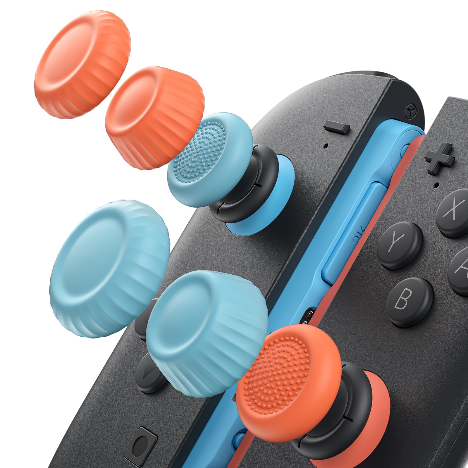 JSAUX Thumb Grips Designed for Nintendo Switch 2 (2025), Thumb Grip Caps for Switch2, Ergonomic Design, Enhanced Grip, Comfortable & Durable, Joycon Grip Button Stick Cover (Blue&Orange_3Pairs(6pcs))