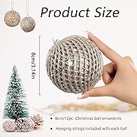 Vista 2 de Adornos de bola de Navidad de 3.15 pulgadas, 12 piezas de bolas de lentejuelas con purpurina, bolas para árbol de Navidad, bodas, fiestas