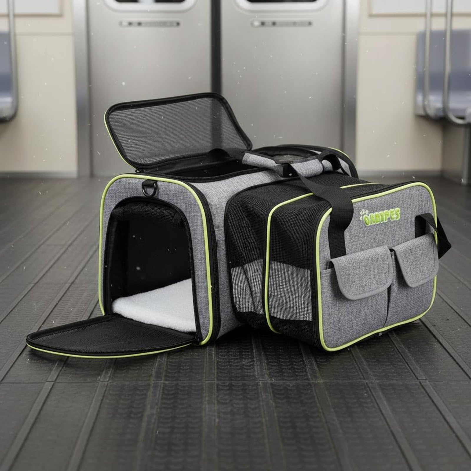 Baoblaze Transportín Expandible Mochila para Mascotas Mochila para Gatos Mochila para Perros Bolso de Viaje Expansión Trasera Tipo y Múltiples Aberturas de, Túnel Único