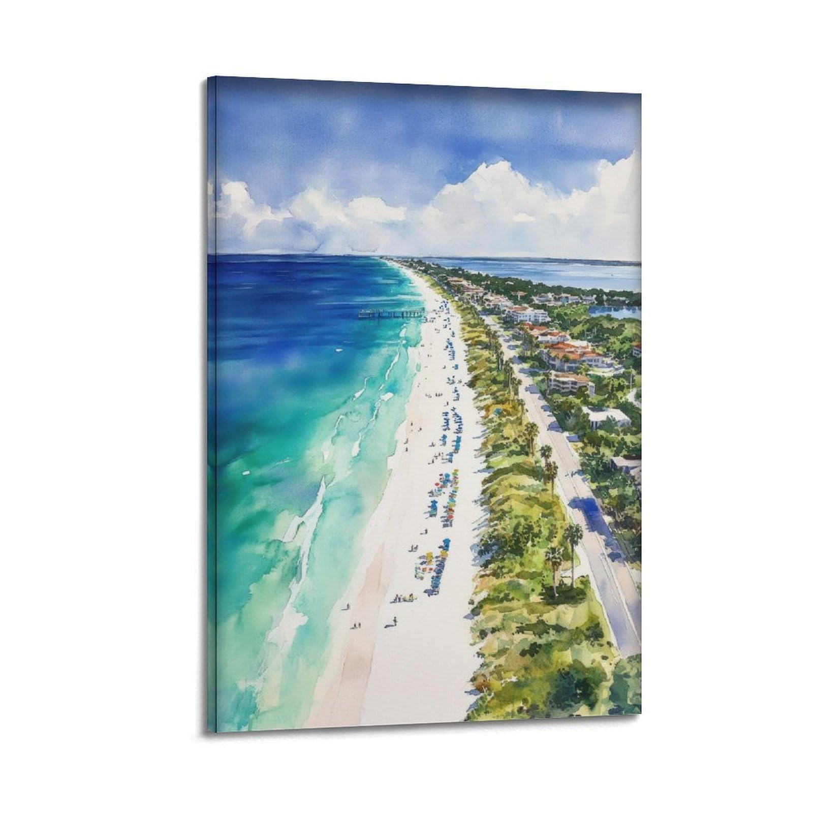 xiaoxiaoshen Anna Maria Island Florida Beach Coastal Scenic Canvas Poster Wall Art Prints Room Aesthetic Murals Bedroom And Living Decorations 08x12inch(20x30cm)