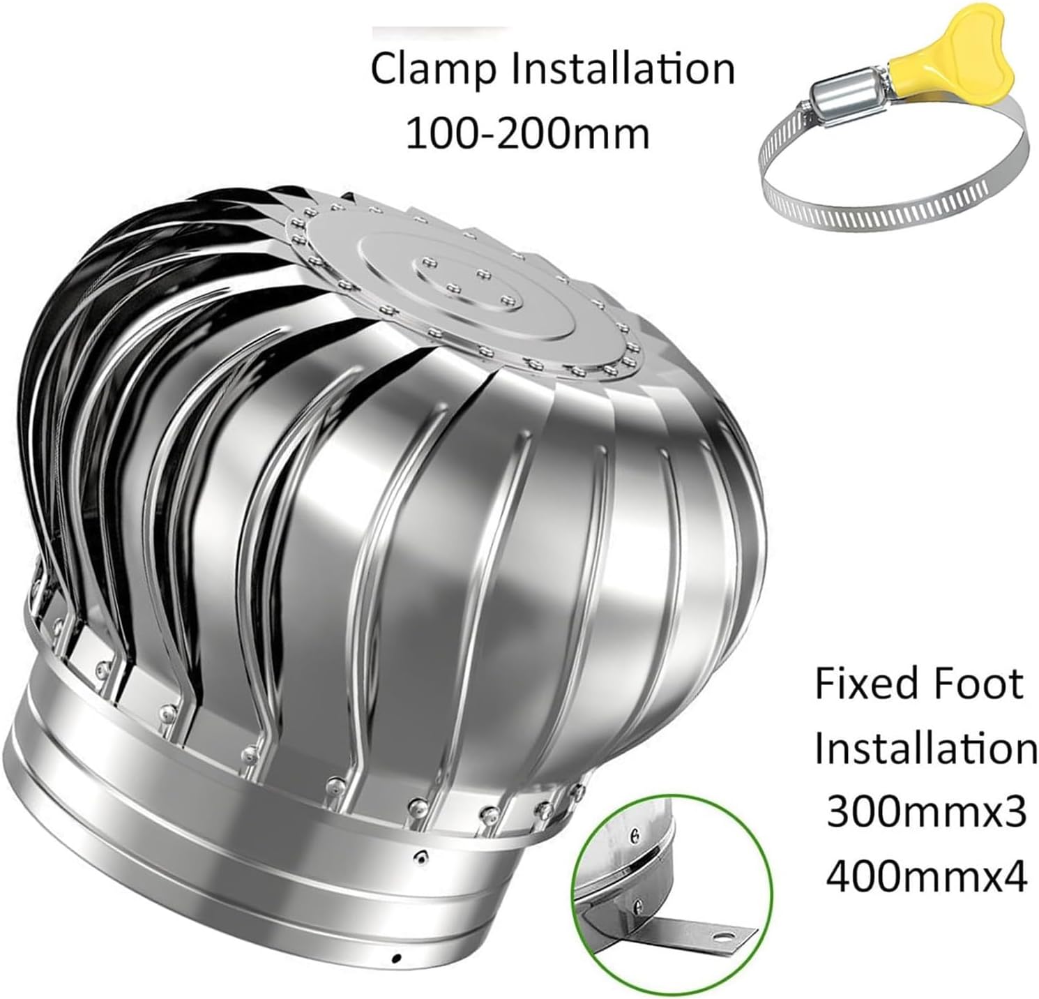 Rotating Chimney Cowl Cap Spinner,Ventilation Chimney Cowl,Roof Vents,Cowl Cap with Claw Base Energy Saving,Anti Downdraught Spinner Cowl,Protector Cap Air Vent Grille