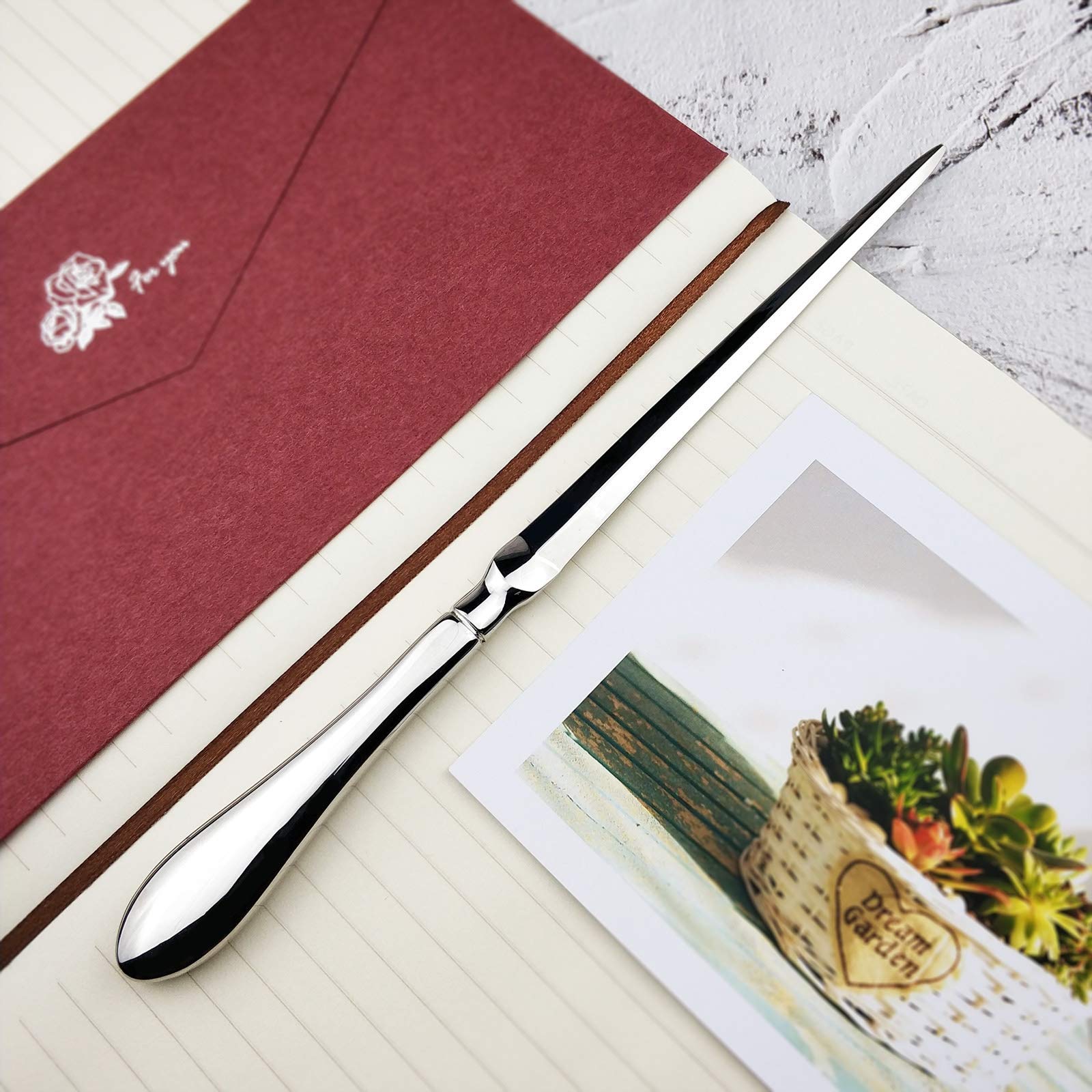 Sunnysam Silvery Letter Opener, Envelope Opener Knife, Metal Paper Cutting Knife, 9 Inches