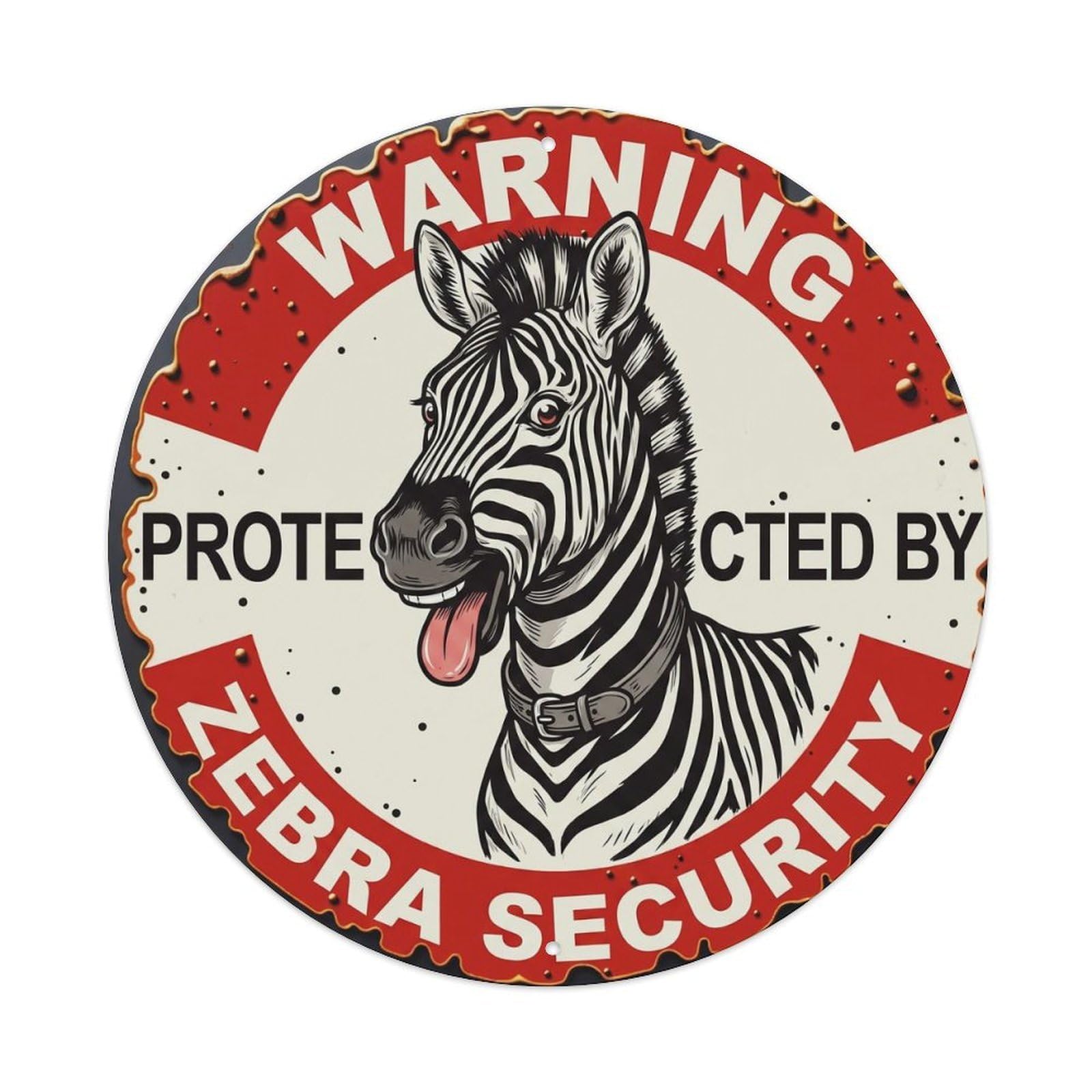 Tgrcjimh Style Metal Tin Sign Warning Protected By Zebra Security Vintage