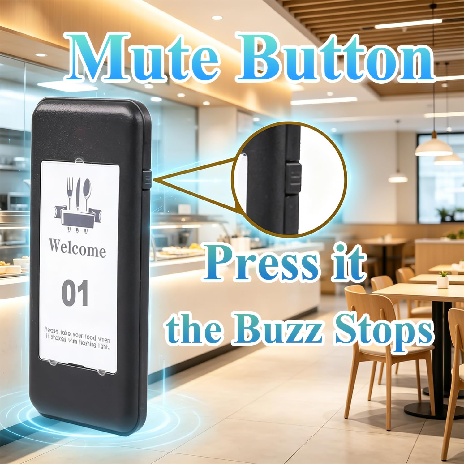 Sistema de buscapersonas de restaurante, 16 captadores inalámbricos, teclado de visualización táctil, llamadas a clientes esperando buscapersonas con flash de vibración y zumbador para cola