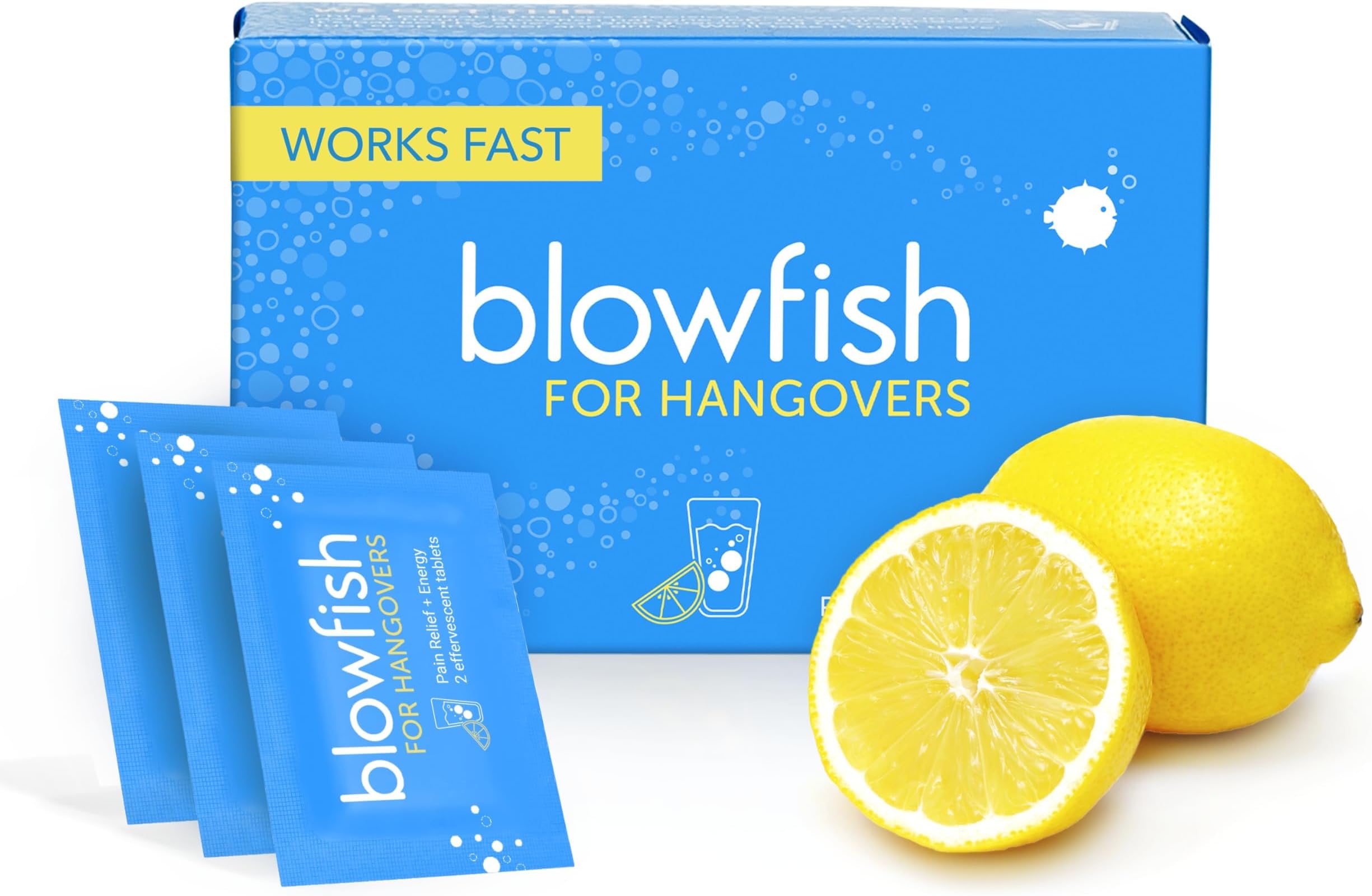 Blowfish Hangover - Best Hangover Remedy - FDA Recognised Formulation - Quickly Relieve Hangover Symptoms (12 Tablets)