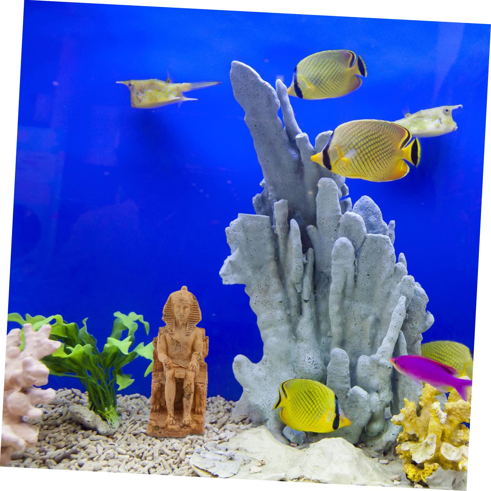 Cabilock 3 Pz Seduto Riparo per Pesci d'acquario Aria Dinosauro luci dell'acquario per Pesci Kit Decorazioni per acquari adornare Il Paesaggio dell'acquario Decoro in Resina Yellow