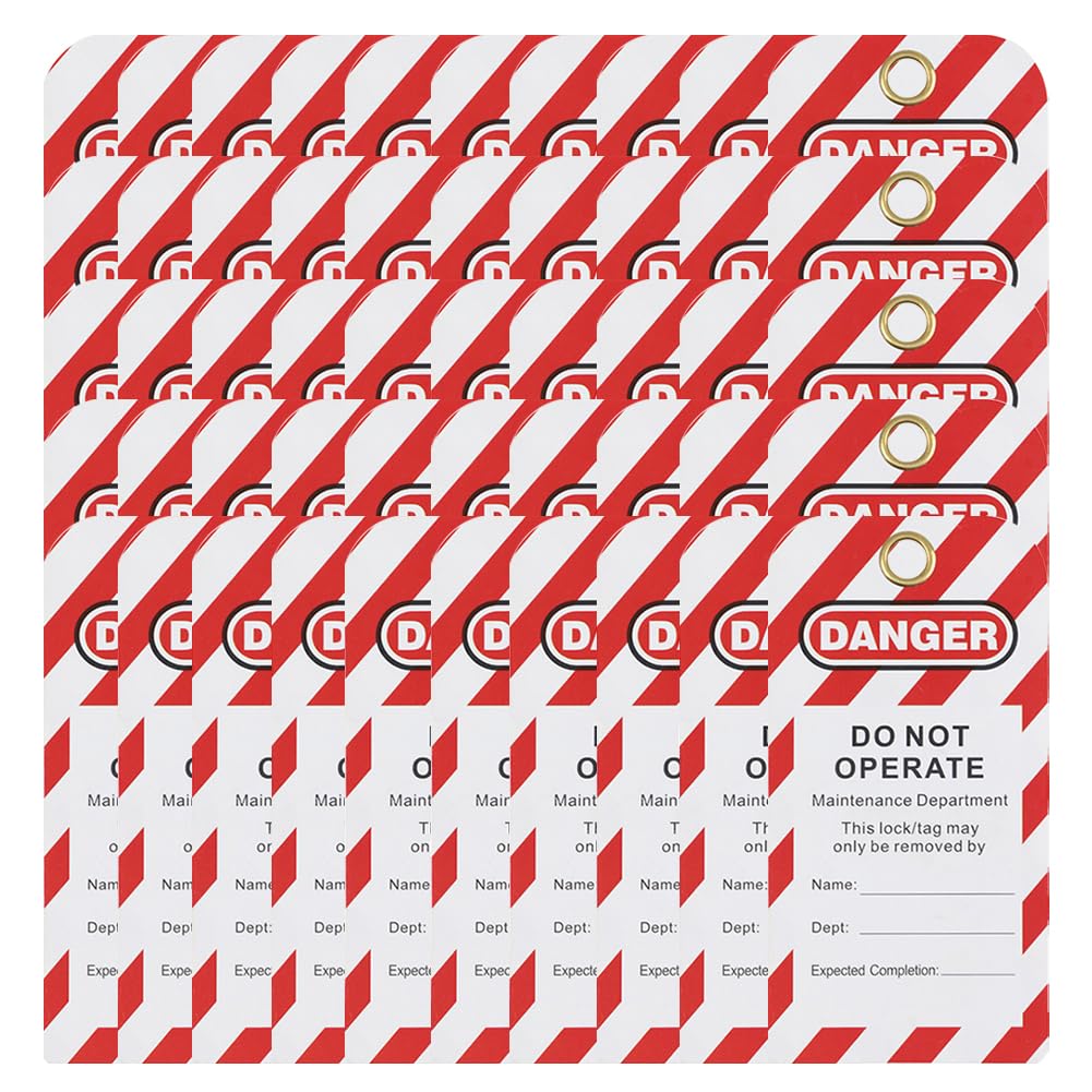 HiLKCO 50 Pack Lockout Tagout Tags OSHA Compliant Loto with 50 Zip Ties Do Not Operate Tags Electrical Equipment Repair