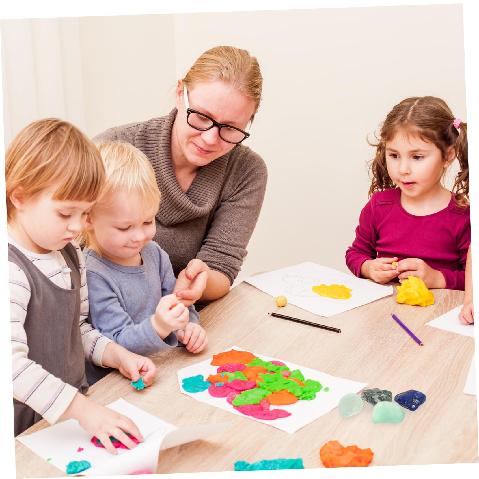 ULTECHNOVO 1 Box Science Education Model Learning Mineral Stones Sample Desk Decoration Teaching Prop Crystal Rough