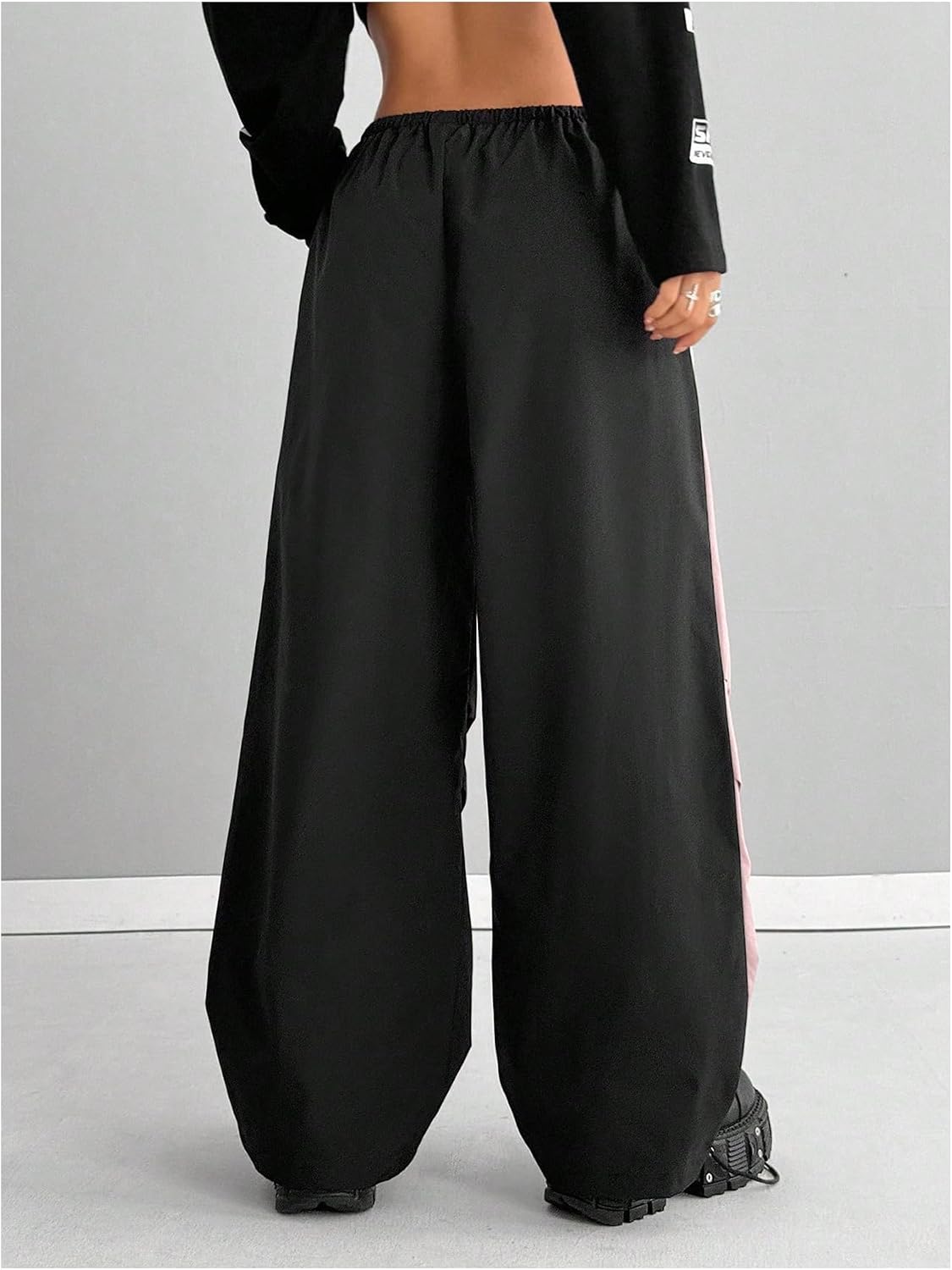 GORGLITTER Women's Wide Leg Baggy Sweatpants 2025 Gym Color Block Track Pants Drawstring Waist Pants