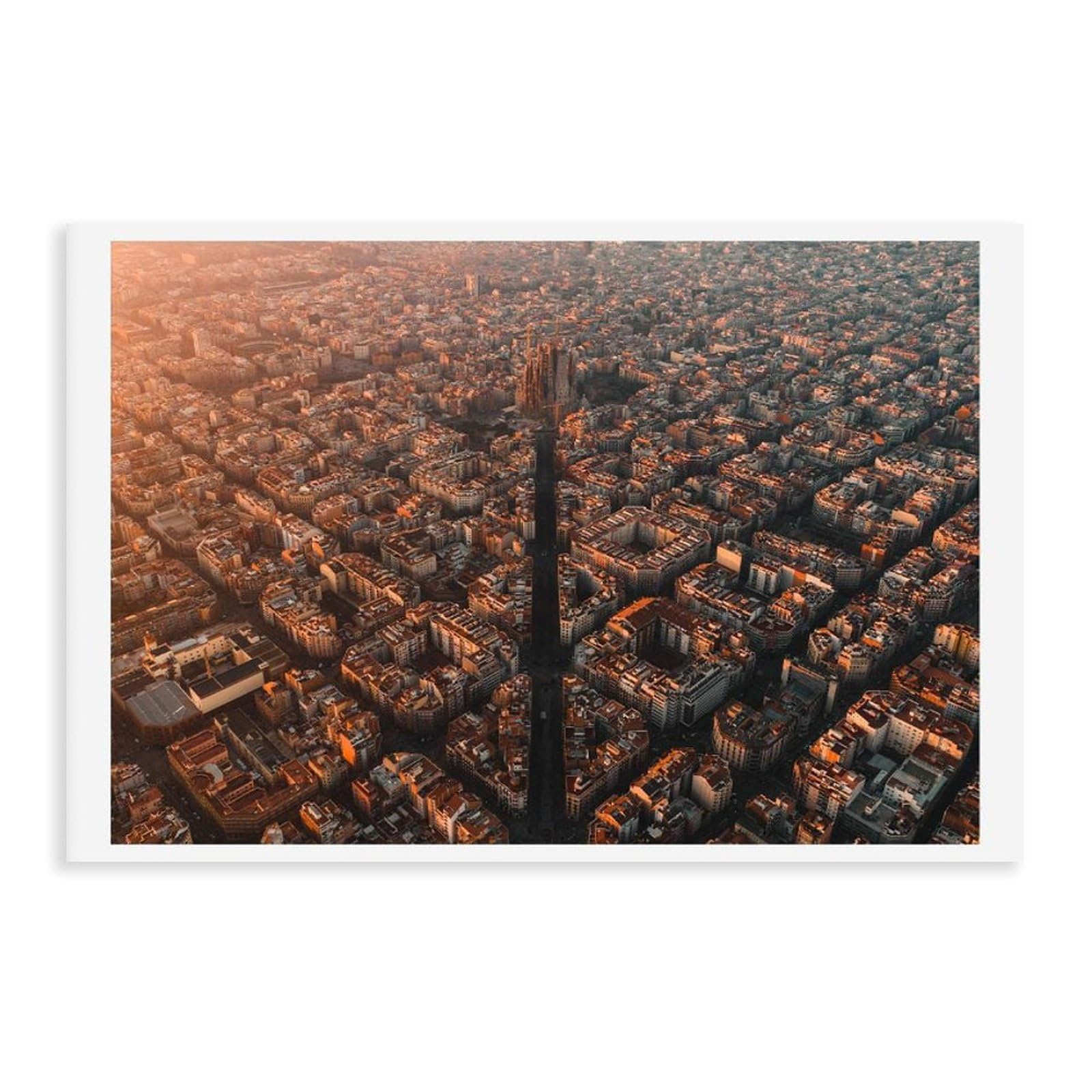 HEYANM Barcelona Sunrise Print Sagrada Familia Aerial View Spain Canvas Poster Bedroom Office Room Decor Gift Unframe 24x36inch
