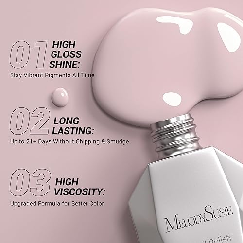 Miniatura 3 de MelodySusie Esmalte de uñas de gel grueso, 0.5 onzas líquidas, color nude neutro, esmalte de gel que se absorbe con luz UV LED brillante, arte de