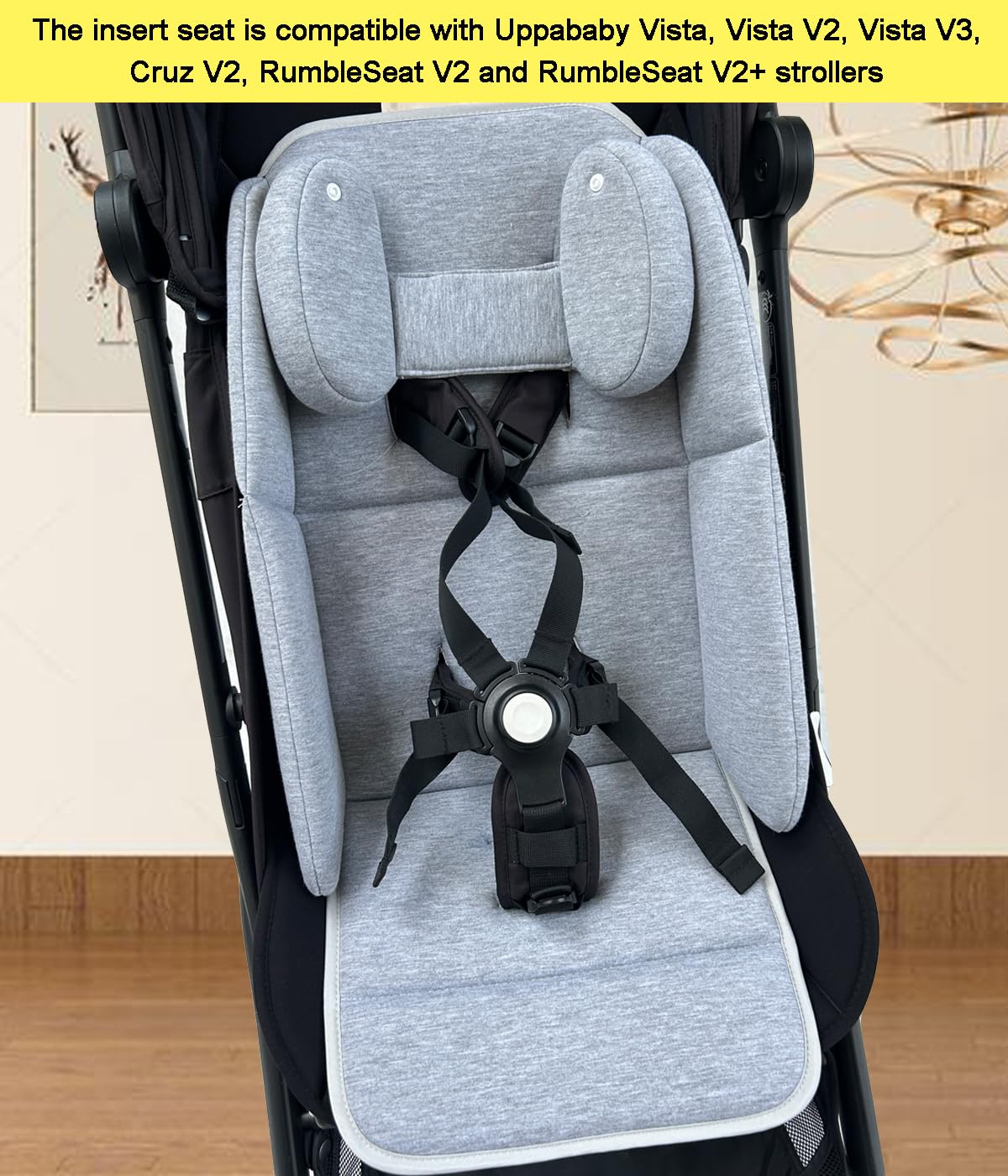Stroller Insert Liner Seat Cushion Compatible with Uppababy Vista, Vista V2, Cruz, Cruz V2, RUMBLESEAT V2 and RUMBLESEAT V2+, Skin Friendly Fabric (Light Gray)