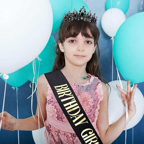 Miniatura 5 de Didder Juego de banda de cumpleaños y corona de cristal, tiara de cumpleaños y banda para mujeres y niñas, Aleación dura duradera, diamantes de