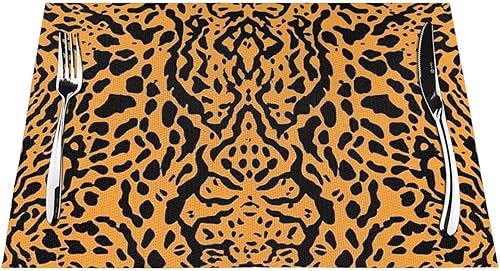 Miniatura 7 de 6 PCS PVC Placemats Set Place Mats Animal Print Pattern Non-Slip Weave Place Mats 12" x 18" Farmhouse Table Mat Set for Family Dinners Wedding