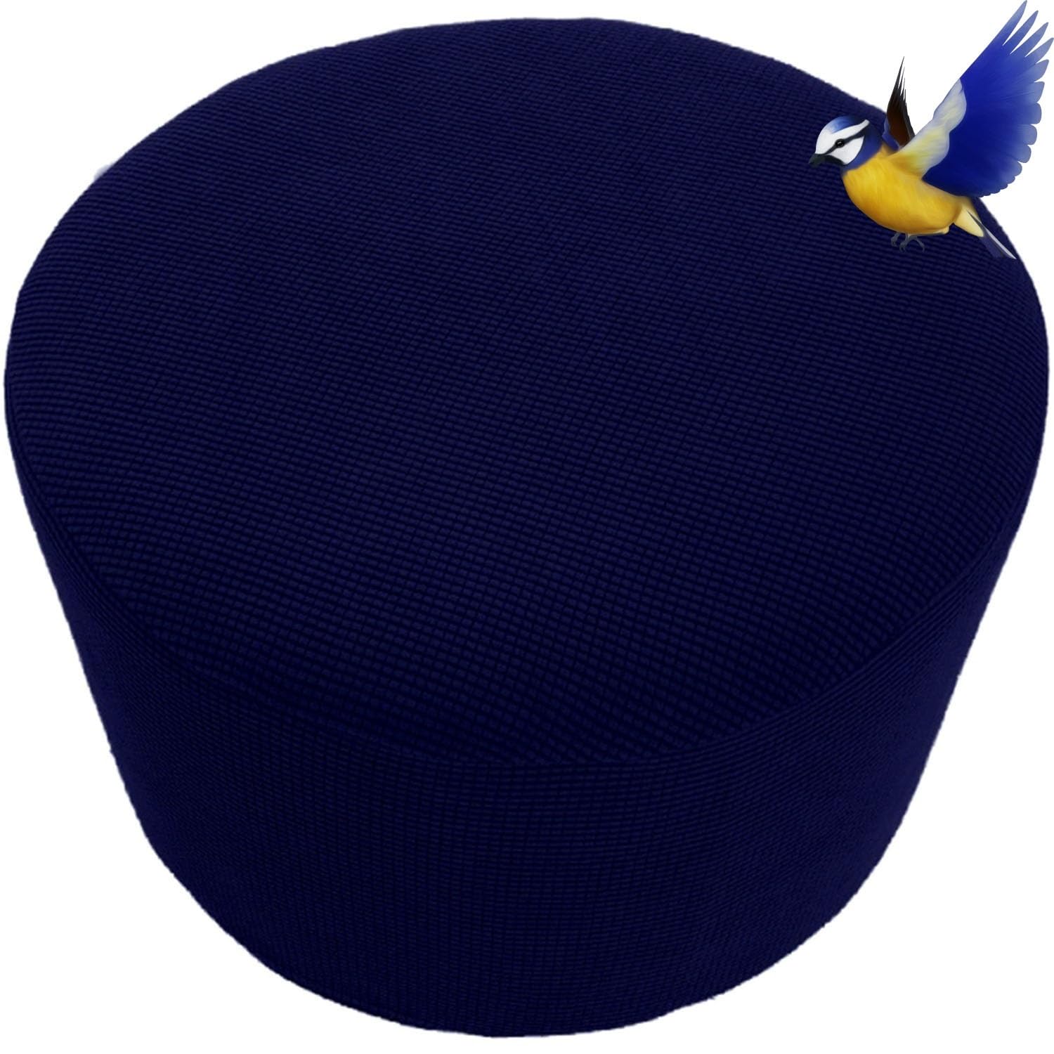 Qoeuiuj Navy Pouffe Cover Round 50-105Cm, Footrest Protector Stretch With Elastic Bottom, Ottoman Slipcovers Removable & Washable, Furniture Protector For Round Foot Stool(,34"/85Cm)