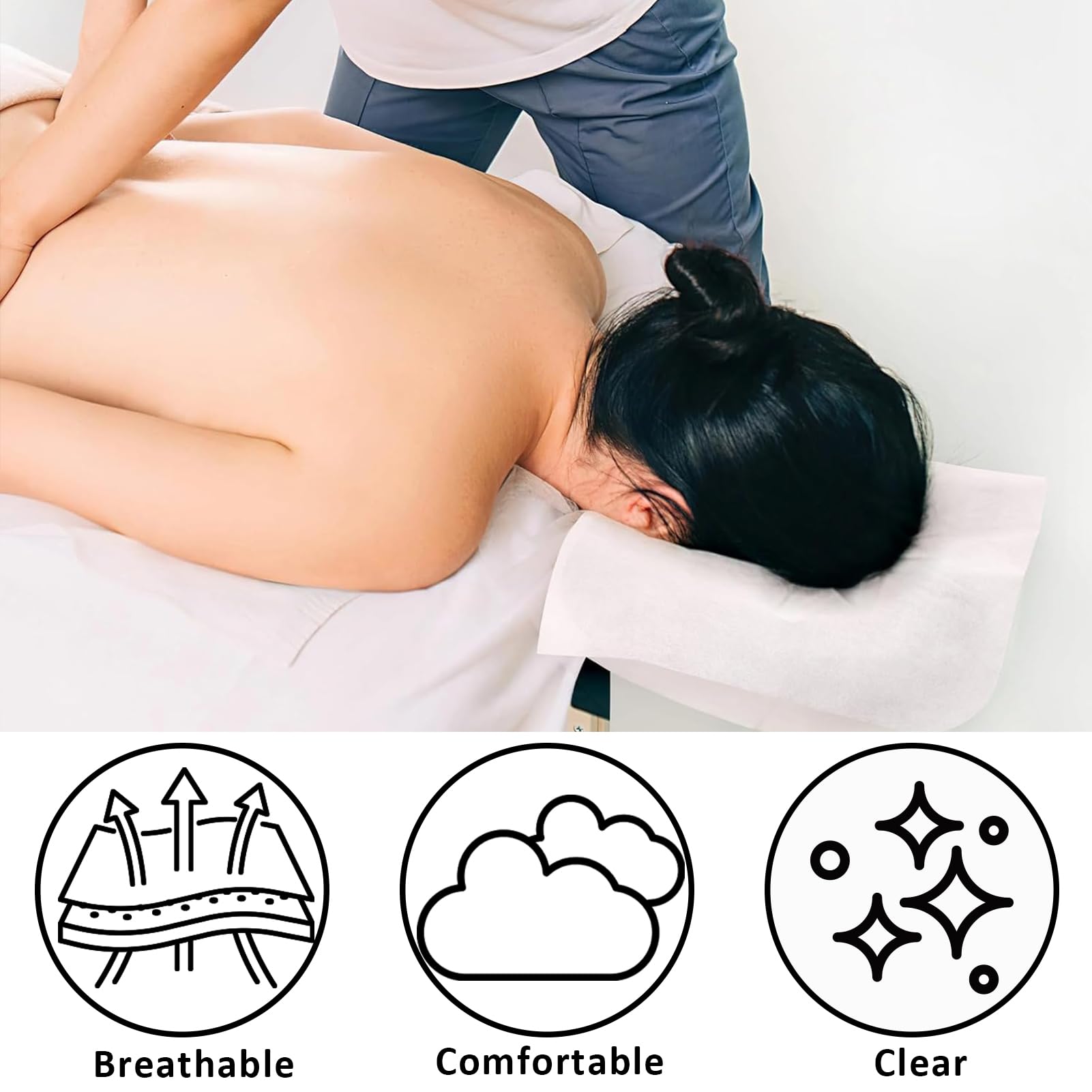 500 coperture monouso per culla facciale – Qualità medica SPA – Copri poggiatesta per tavoli massaggianti 15,7 x 11,8 pollici / 40 x 30 cm (bianco)