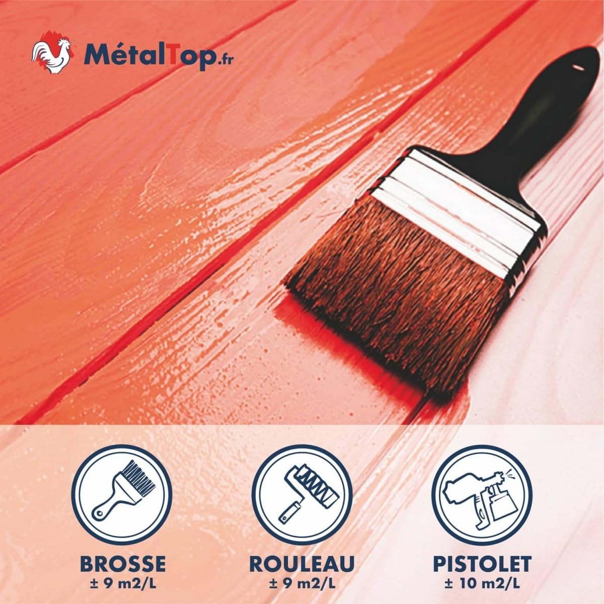 Metaltop - Peinture Bois Exterieur - Noir signalisation - RAL 9017-1 L - Finition brillante, haute résistance UV et intempéries, application facile