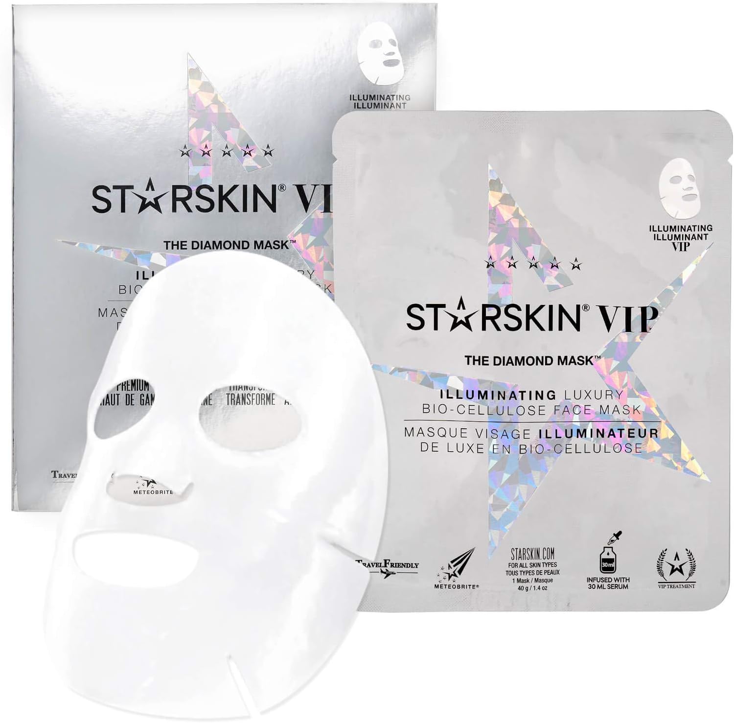 THE DIAMOND MASK™ VIP ILLUMINATING COCONUT BIO-CELLULOSE SECOND SKIN FACE MASK