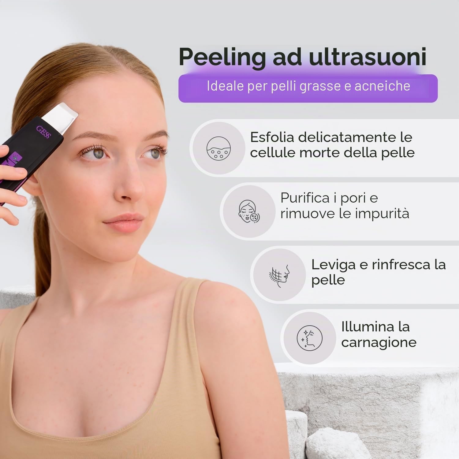 Scrub Viso Idratante Ultrasuoni portatile USB portatile ad ultrasuoni Scrubber. Pulizia della macchina. attrezzature professionali SPA GESS YOU
