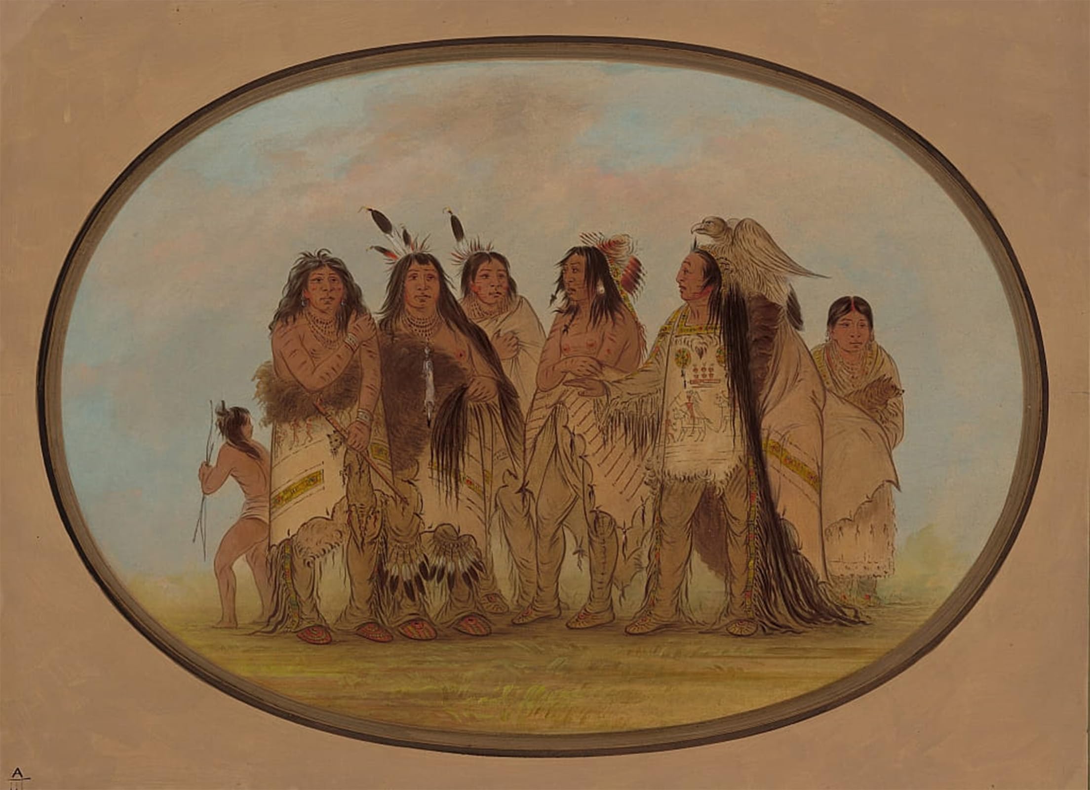 Impression Prints Toile Amérindiens Crow George Catlin Décoration Murale