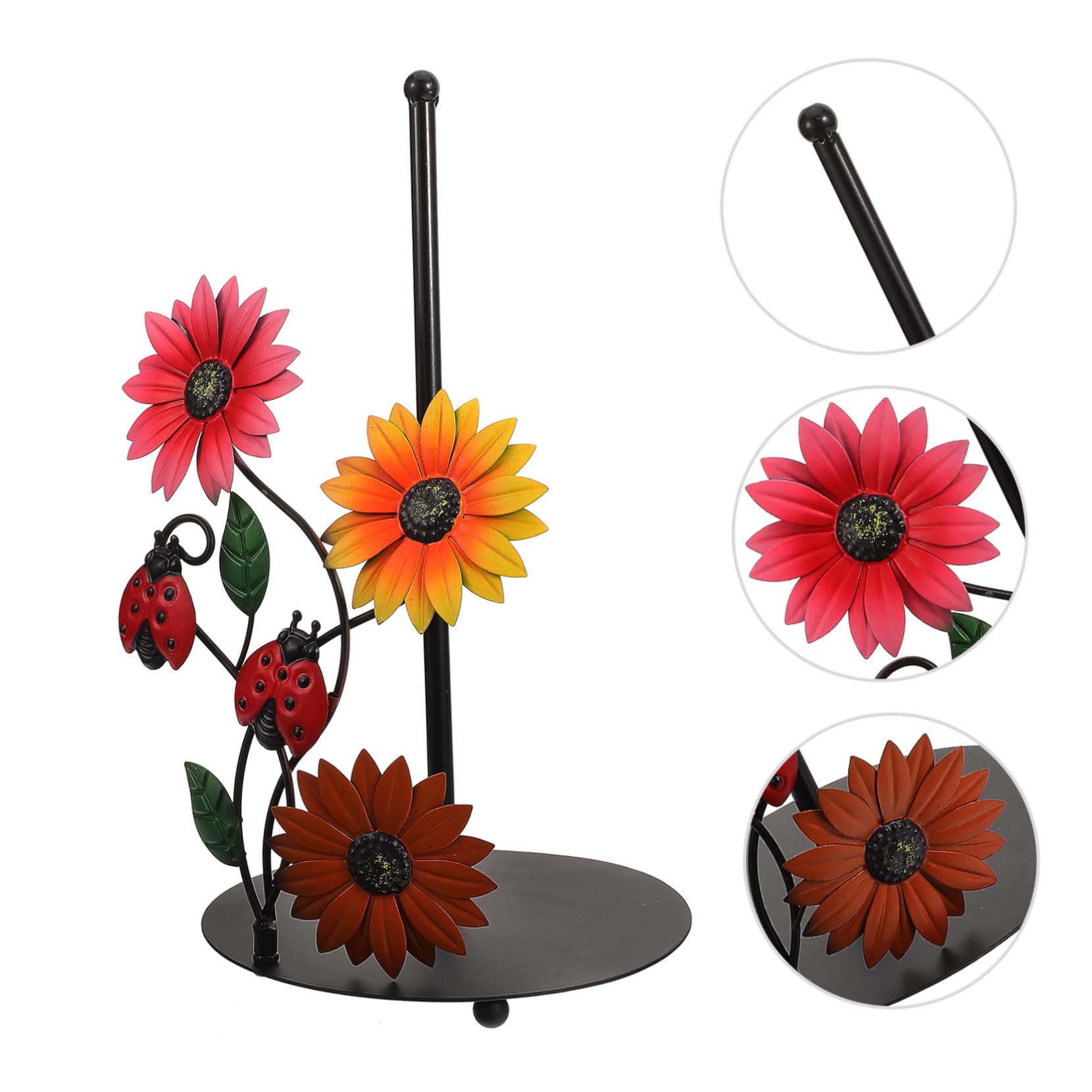 SHINEOFI Portarotolo in Ferro a Forma di Girasole, Supporto Verticale Stabile per Cucina e Salotto, Facile da Spostare, Decorazione Elegante