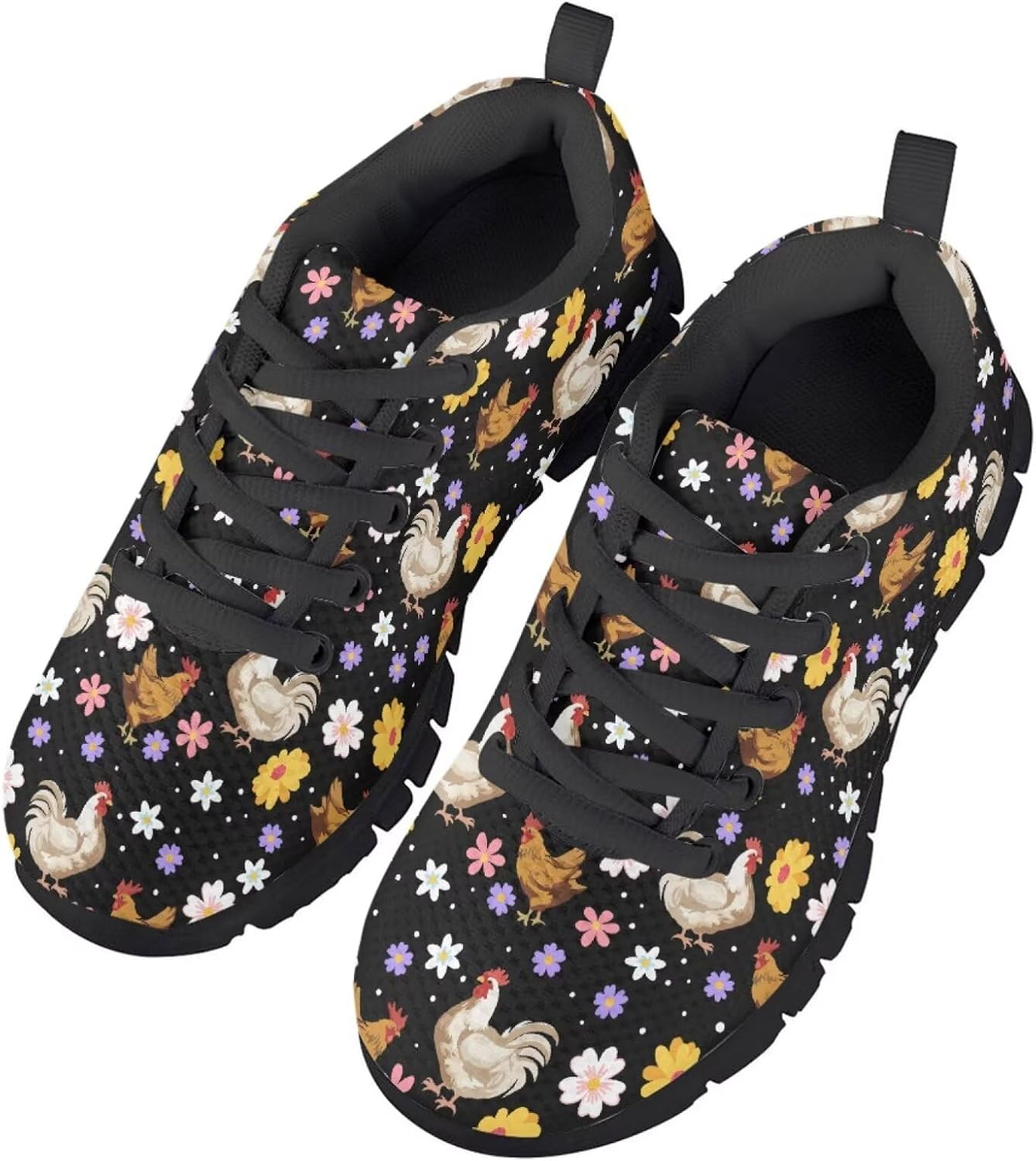 Kids Sneakers Chicken Running Tennis Shoes Lightweight Boys Girls Mesh Casual Lace Up Sports Athletic Fitness Shoe with EVA Sole