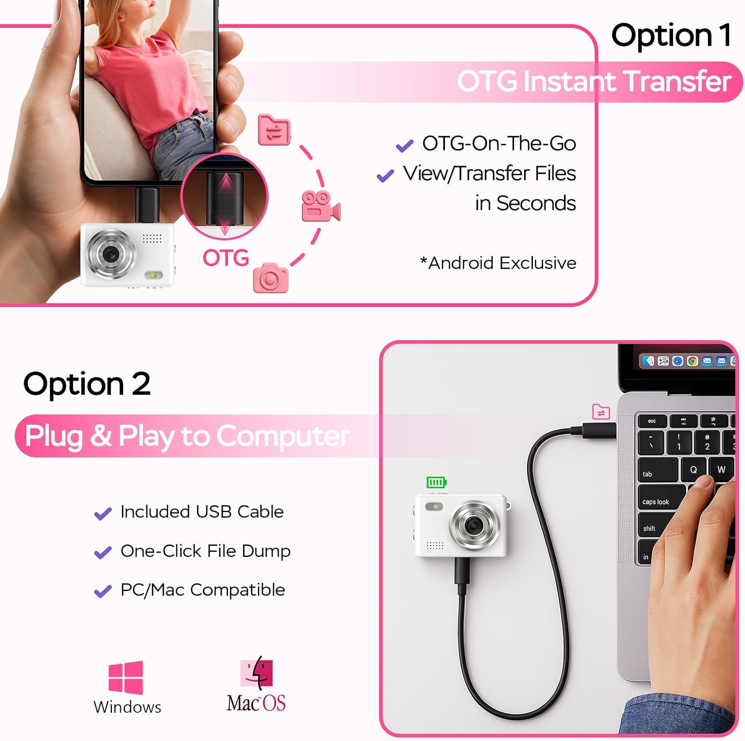 Mini Camera 1080P HD Video Recorder - Keychain Digital Camcorder with 64GB Card, 0.96" HD Display, Long Battery Life, Ultra-Portable Tiny Camera for Travel/Vlog/Night Shots (White) image 7 of 9 B0DX75KPLM