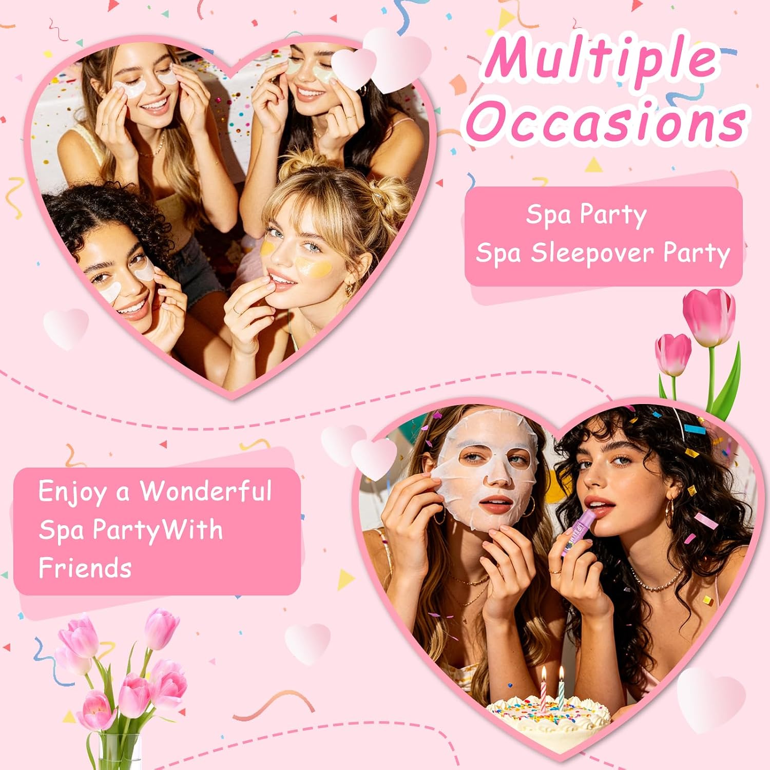 120 PCS Spa Party Supplies for Women, Include Face Masks, Facial Cleanser, Hand Cream, Lip Balm, Under Eye Patches, Lip Mask, Compressed Towels, Foot Bath Bombs, Sleepover Party Favors Bulk Gifts