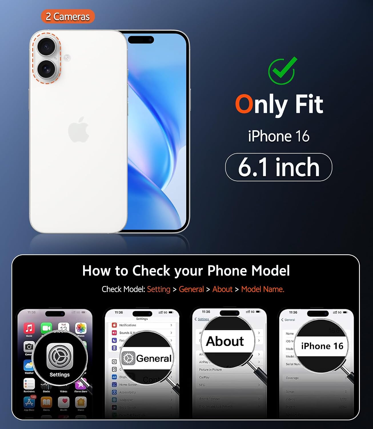 FNTCASE for iPhone 16 Case Clear: Magnetic Phone Cases with Screen Protector Drop Proof Compatible with Magsafe Slim Anti Yellowing Rugged Shockproof Protective Transparent Cell Cover (B-Blue)