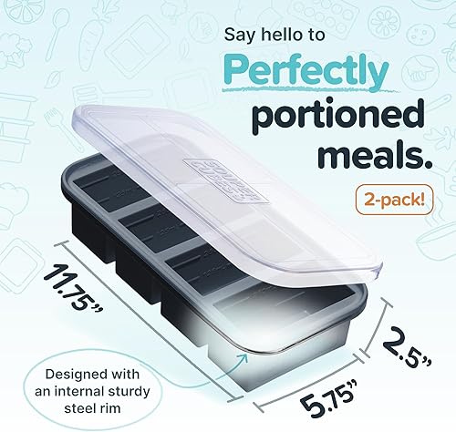 Miniatura 7 de Souper Cubes Bandeja de silicona para congelador de 1 taza con tapas, perfecta para almacenar caldo, sobras, arroz, salsa y más, moldes de silicona