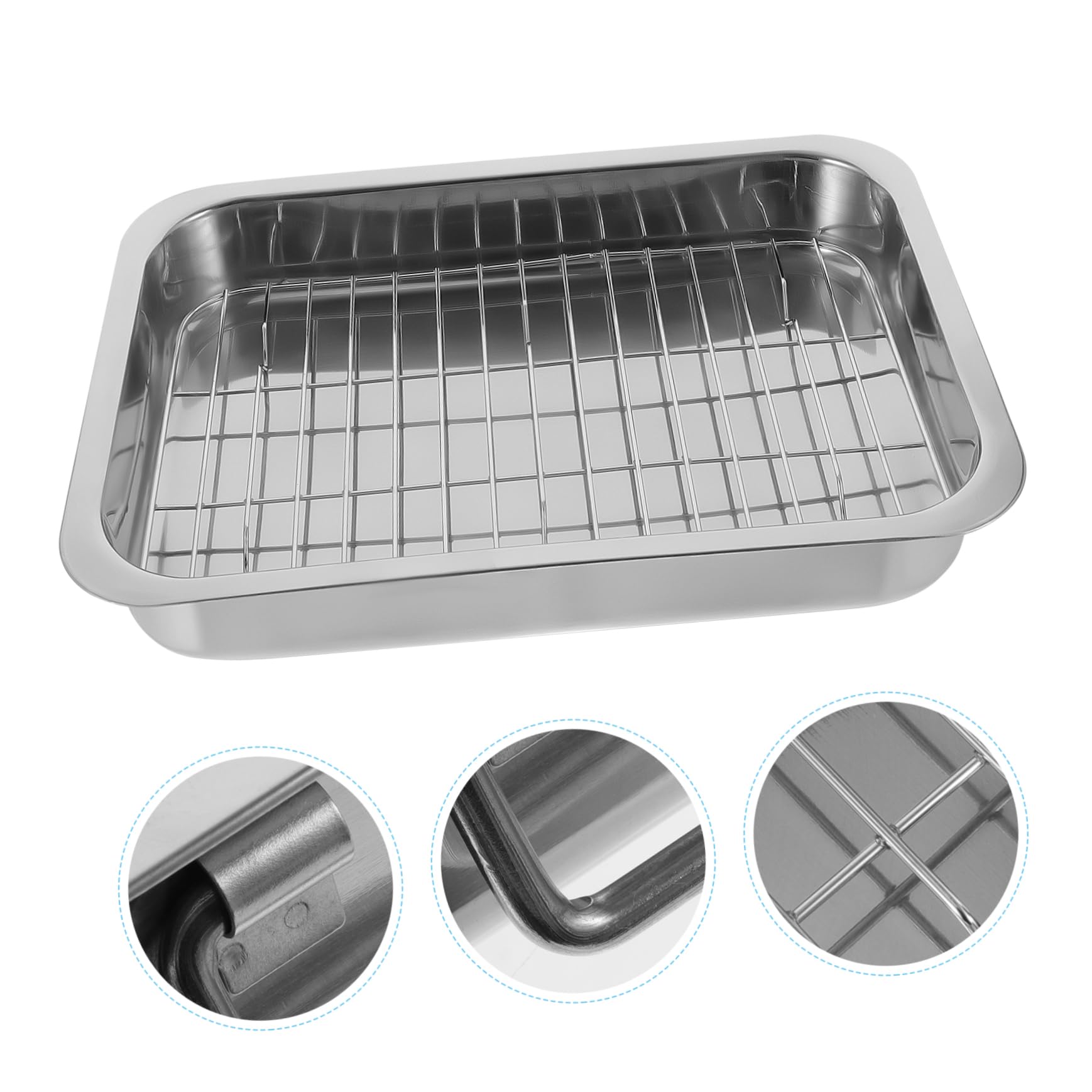 Ciieeo Bandeja Para Hornear Con Rejilla Rectangular 33x23x5 Cm Acero Inoxidable Resistente Horno Cocina Multiusos Almacenamiento