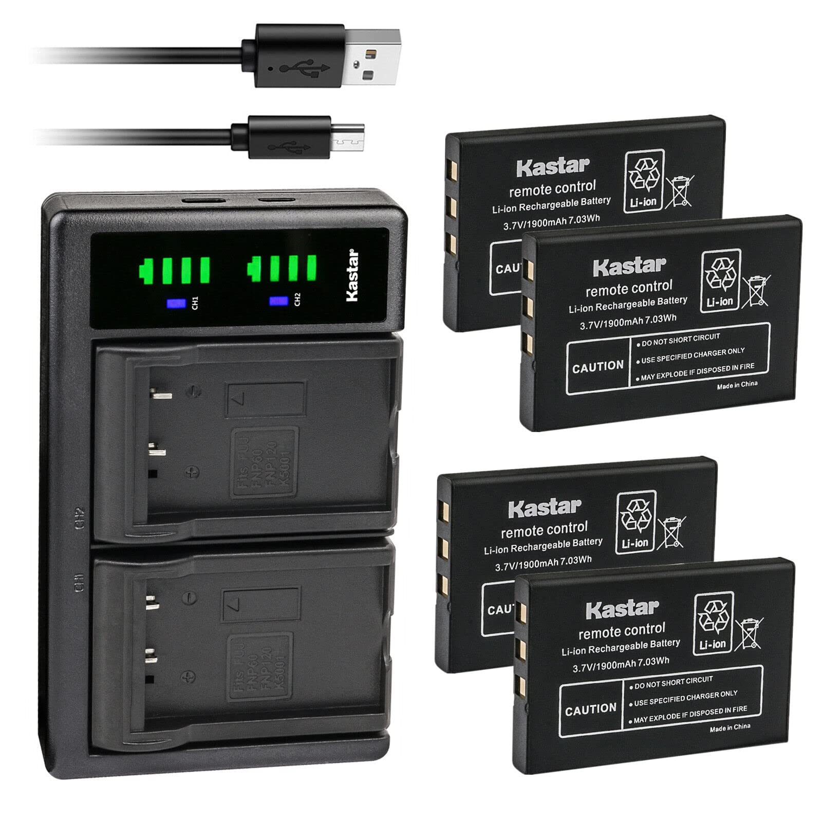 Kastar 4-Pack Battery and LTD2 USB Charger Compatible with SystemGear MET-1000, MET-1000-101-00, Verizon UV-X4, YAESU VR-160, VX-1, VX-2, VX-2E, VX-2R, VX-3