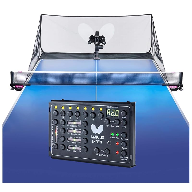 Robot experto en tenis de mesa Amicus | Lanzador de pelotas fantástico para tu mesa de ping pong | Bolsa de transporte gratuita, control remoto, soporte técnico y 120 pelotas | Practica ping pong en cualquier momento