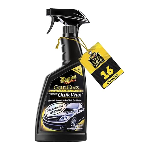 Meguiar's G7716 Gold Class Carnauba Quik Wax, Special Blend for Richness and Shine, Clear Coat Safe Meguiar's Quik Wax, Spray that Leaves Lasting Results without Residue, 16 Oz Containe