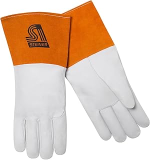Steiner 0224-L TIG Gloves, Grain Kidskin Unlined 4-Inch Gold Cuff, Large