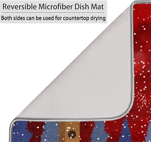Miniatura 5 de Tapete de secado de platos de paisaje navideño con árbol de Navidad y muñeco de nieve para cocina, tapete de café, absorbente de agua, resistente al