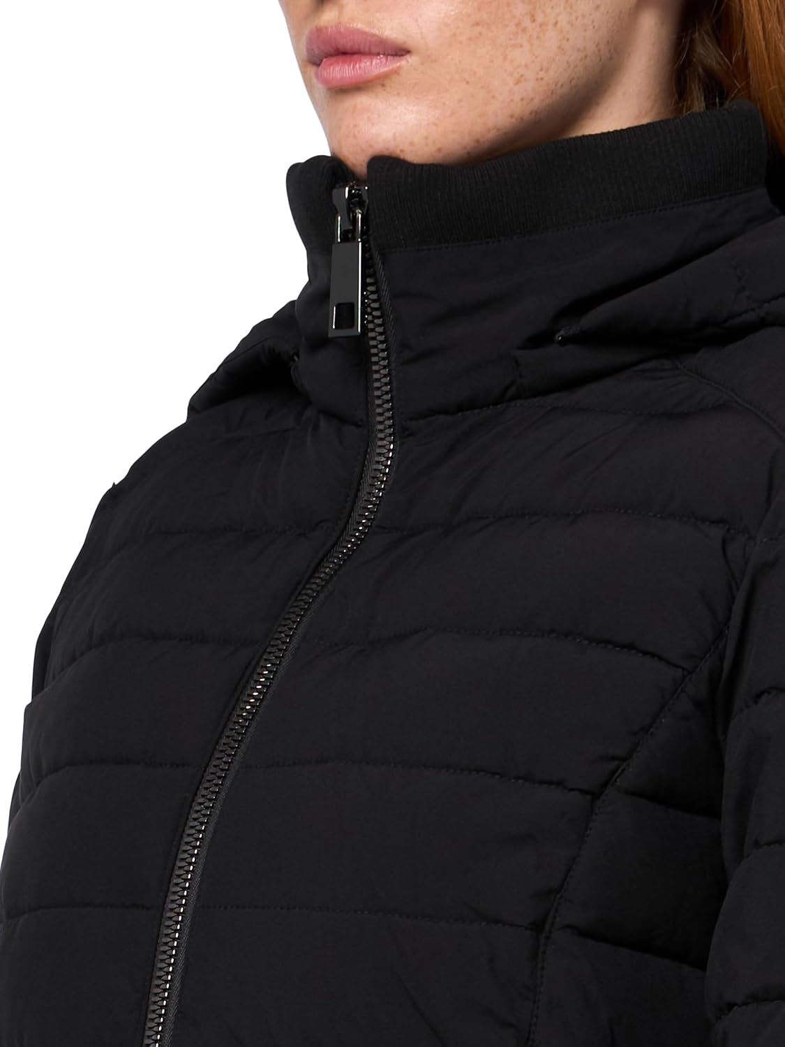 Nautica Women's Short Puffer Coat with Faur Fur Trim Hood